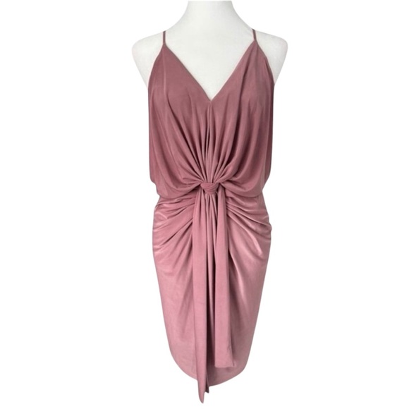 Misa Los Angeles Domino Dress Short Racerback Pink Cocktail Stretch Draped XS - Picture 2 of 16